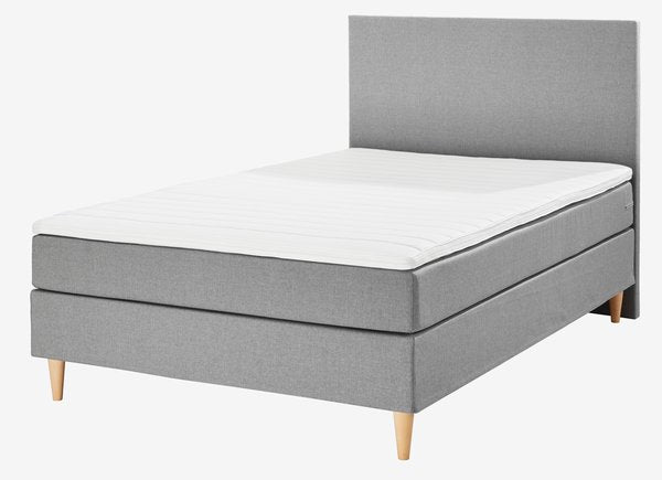 Boxspring lova 140 × 200 cm LEIRKUP, pilkos spalvos, minkšta