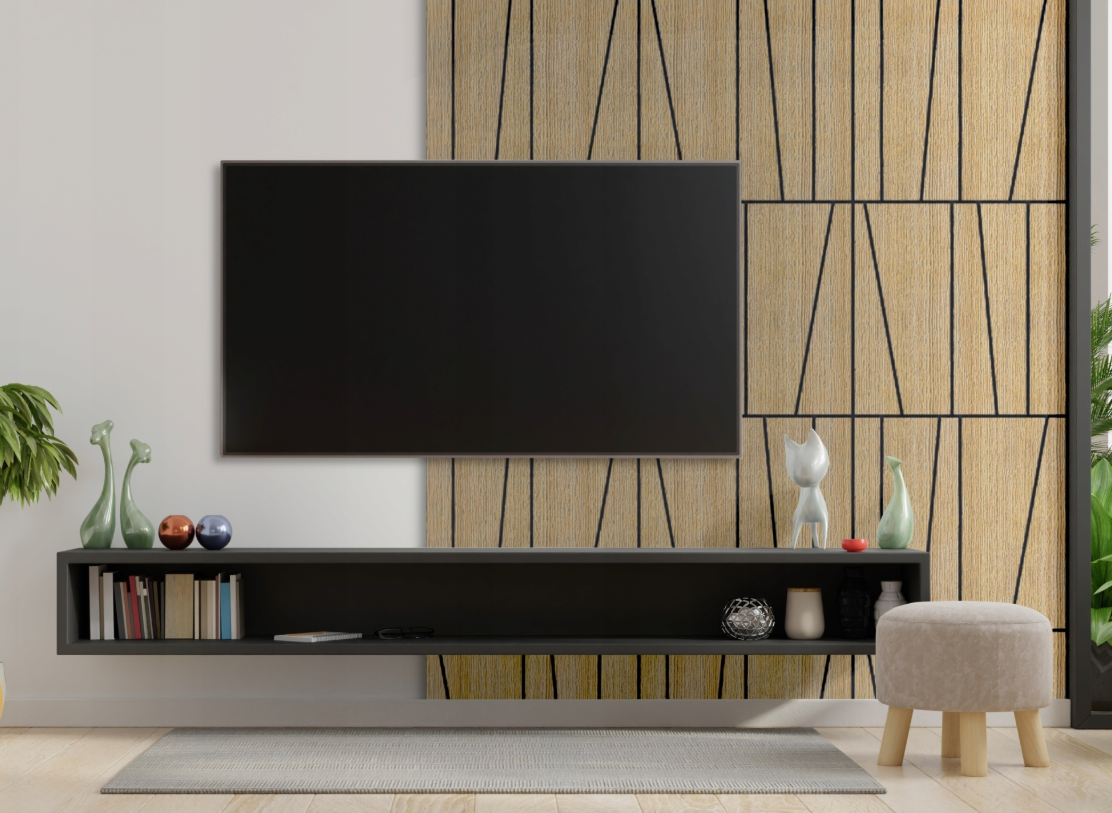 Sienų paneliai – MDF lamelės, šešiakampės, riešuto spalvos
