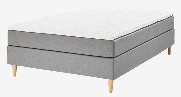 Boxspring lova 140 × 200 cm LEIRKUP, pilkos spalvos, minkšta