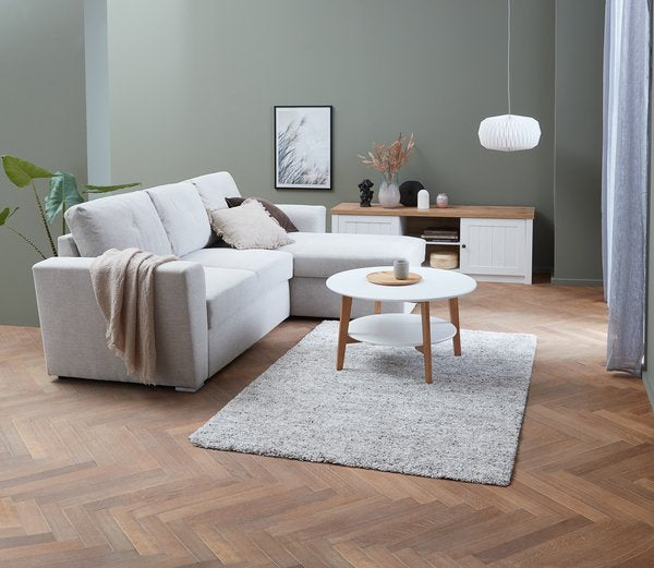 TV spintelė MARKSKEL, 2 durys, balta / laukinio ąžuolo spalva