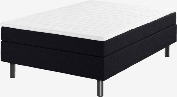 Boxspring lova 140 × 200 cm TYSSA, juodos spalvos, minkšta PU danga