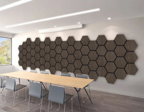 Akustinė plokštė su medžio fanera – Hexagon – 79,8 × 66 cm