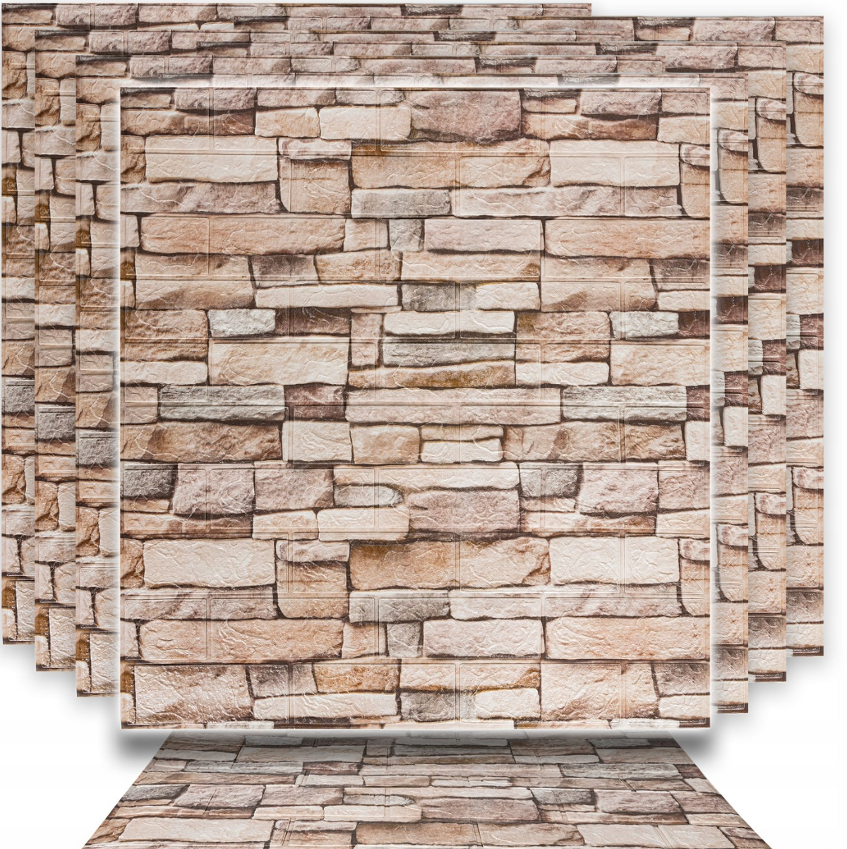 10 x 3D lipnūs sienų paneliai XPE, plytų putos, smėlio spalvos tapetai, 77 × 70 cm
