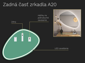 Organinis LED veidrodis su apšvietimu „A20“